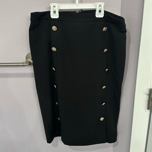 Calvin Klein black skirt with gold button detail size 6
